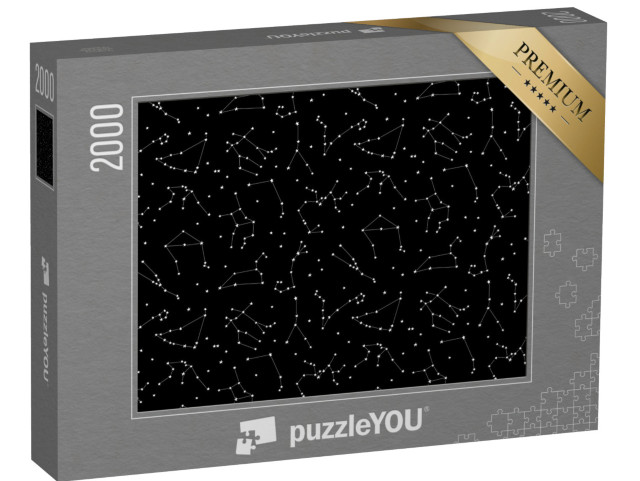 puzzle 2000 dílků „Vzory souhvězdí zvěrokruhu, tvary z hvězd a čar“