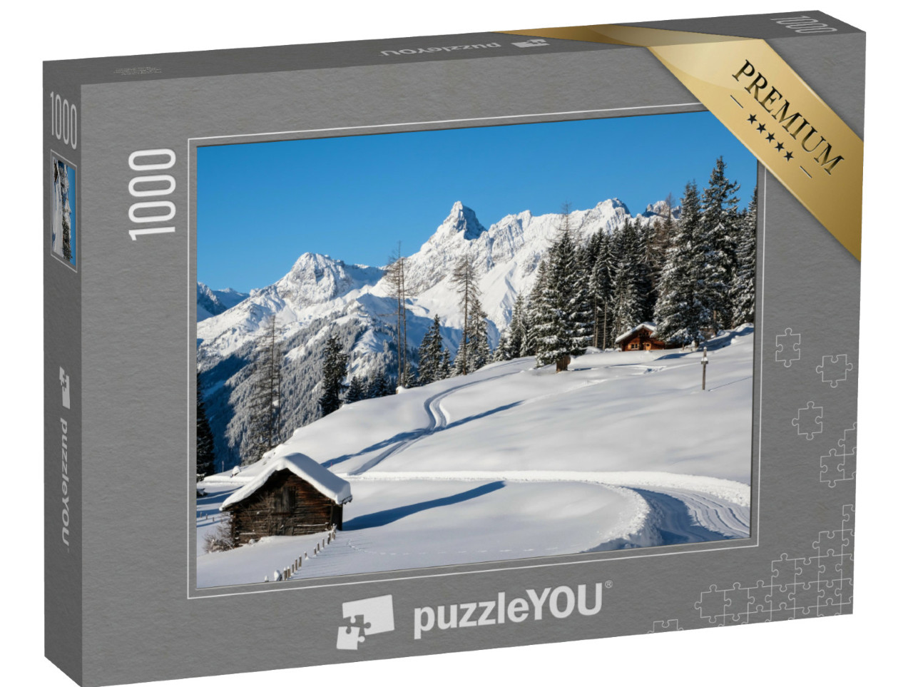 puzzle 1000 dílků „Perfektní zimní den v údolí Montafon“
