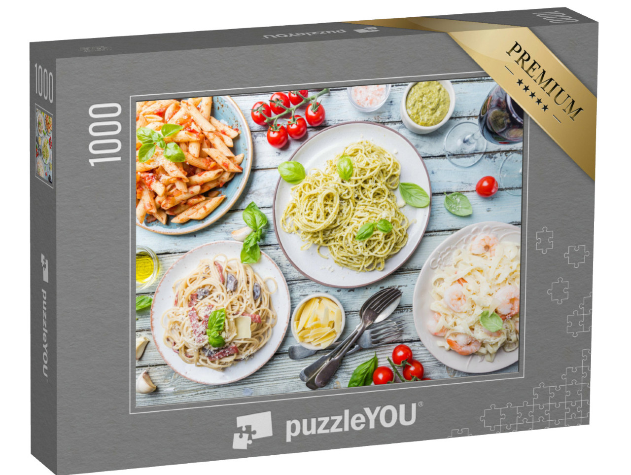 puzzle 1000 dílků „Výběr vynikajících těstovinových pokrmů“