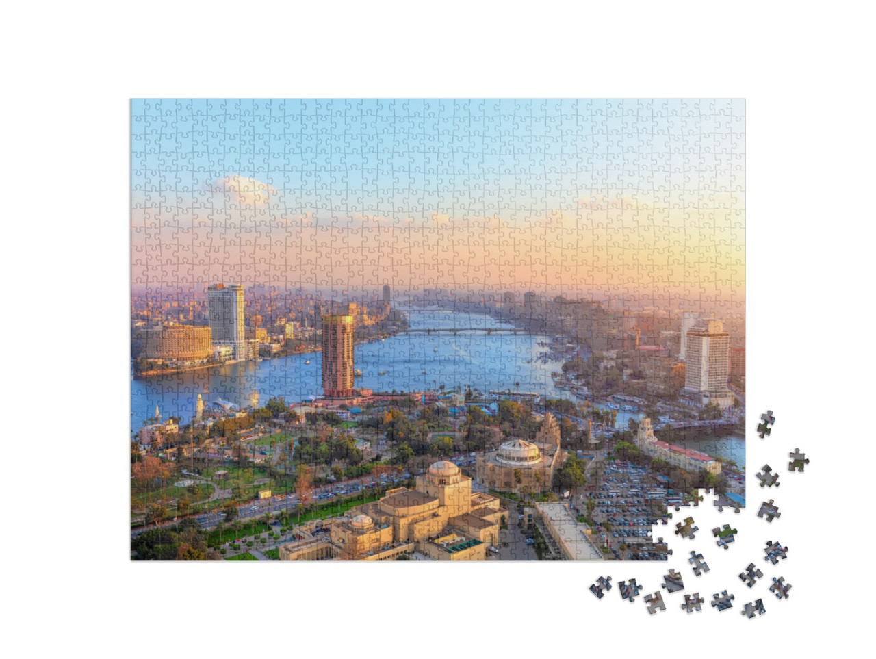 puzzle 1000 dílků „Letecký pohled na Káhiru při západu slunce“