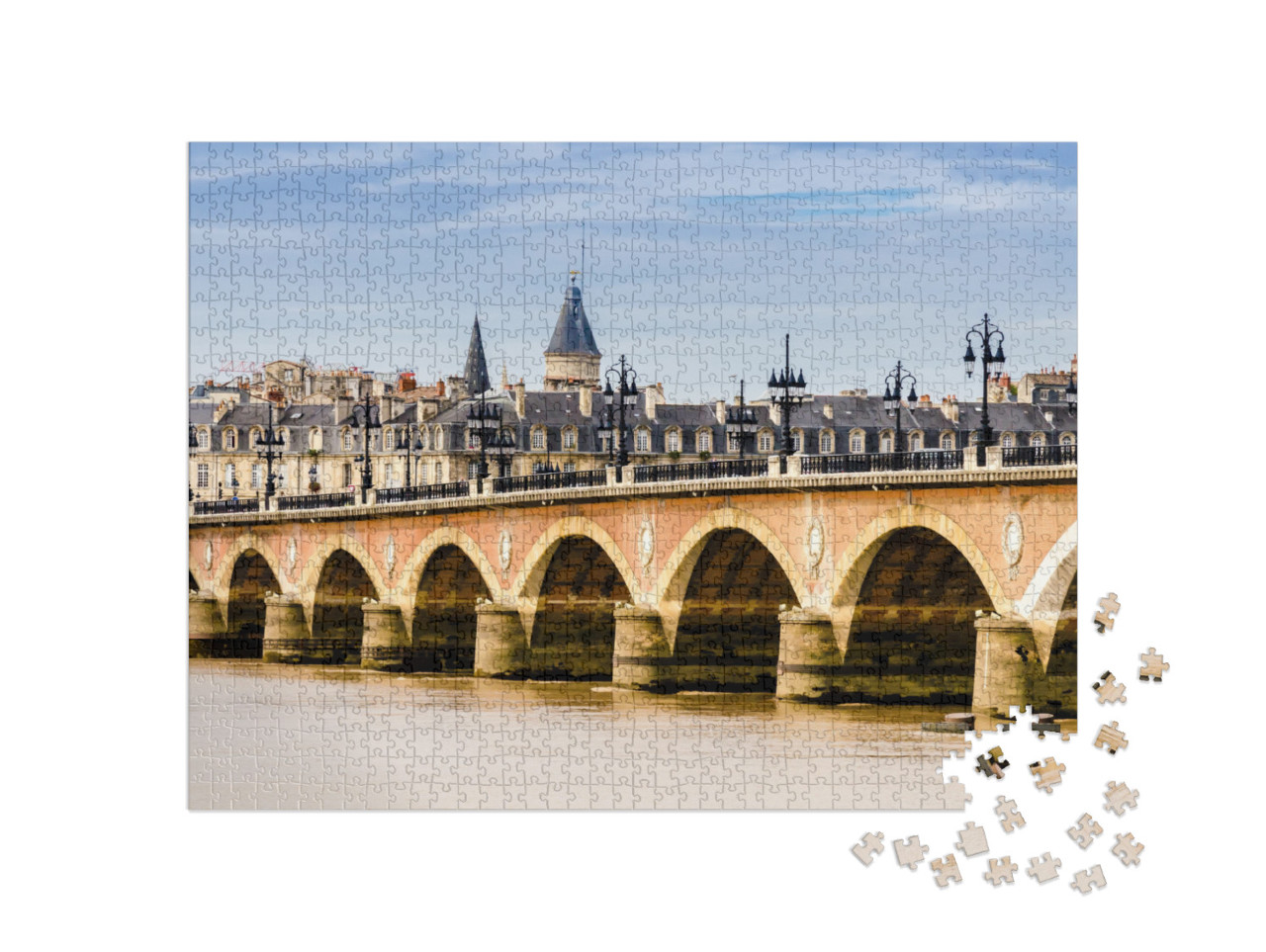 puzzle 1000 dílků „Most a panorama města Bordeaux, Francie“