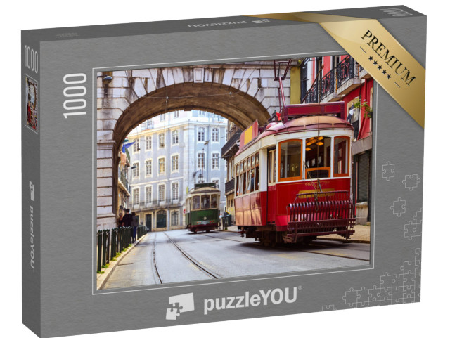 puzzle 1000 dílků „Retro tramvaj ve čtvrti Alfama, Lisabon“