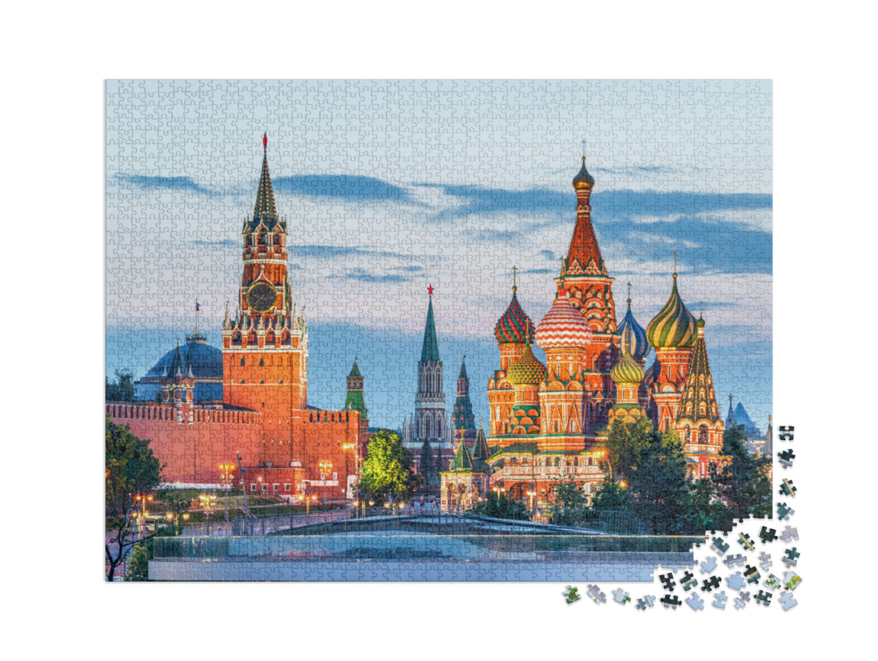 puzzle 2000 dílků „Kreml a chrám Vasila Blaženého na Rudém náměstí, Moskva, Rusko“