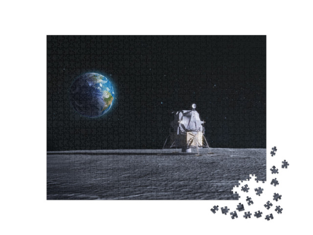 puzzle 1000 dílků „Lunární modul podle kosmické lodi mise Apollo“