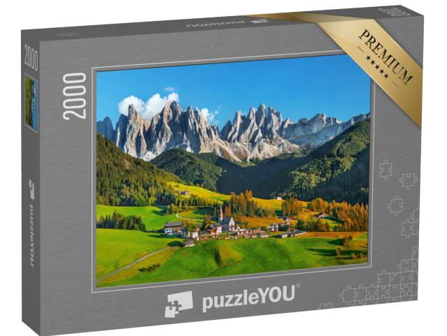 puzzle 2000 dílků „Santa Maddalena s Dolomity v Jižním Tyrolsku, Itálie“