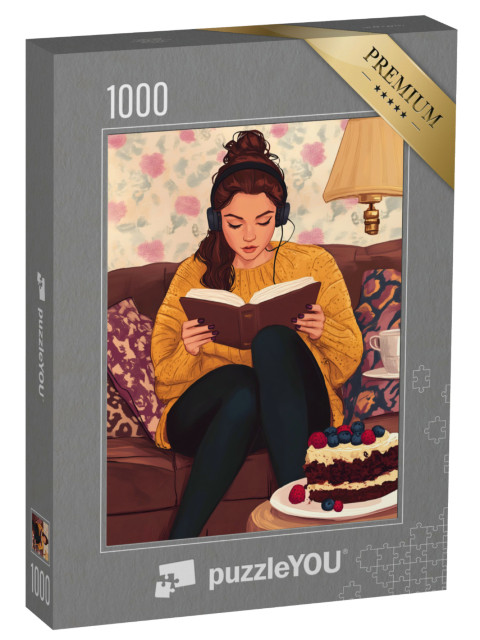 puzzle 1000 dílků „Užijte si zimní večer na gauči“