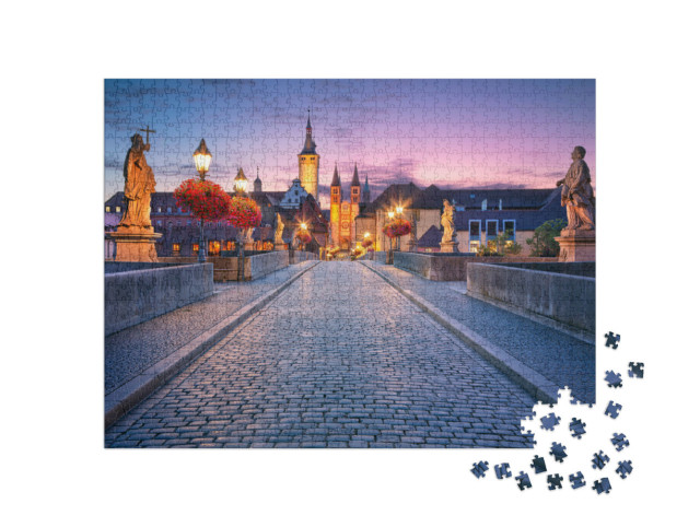 puzzle 1000 dílků „Večer nad starým hlavním mostem ve Würzburgu, Německo“