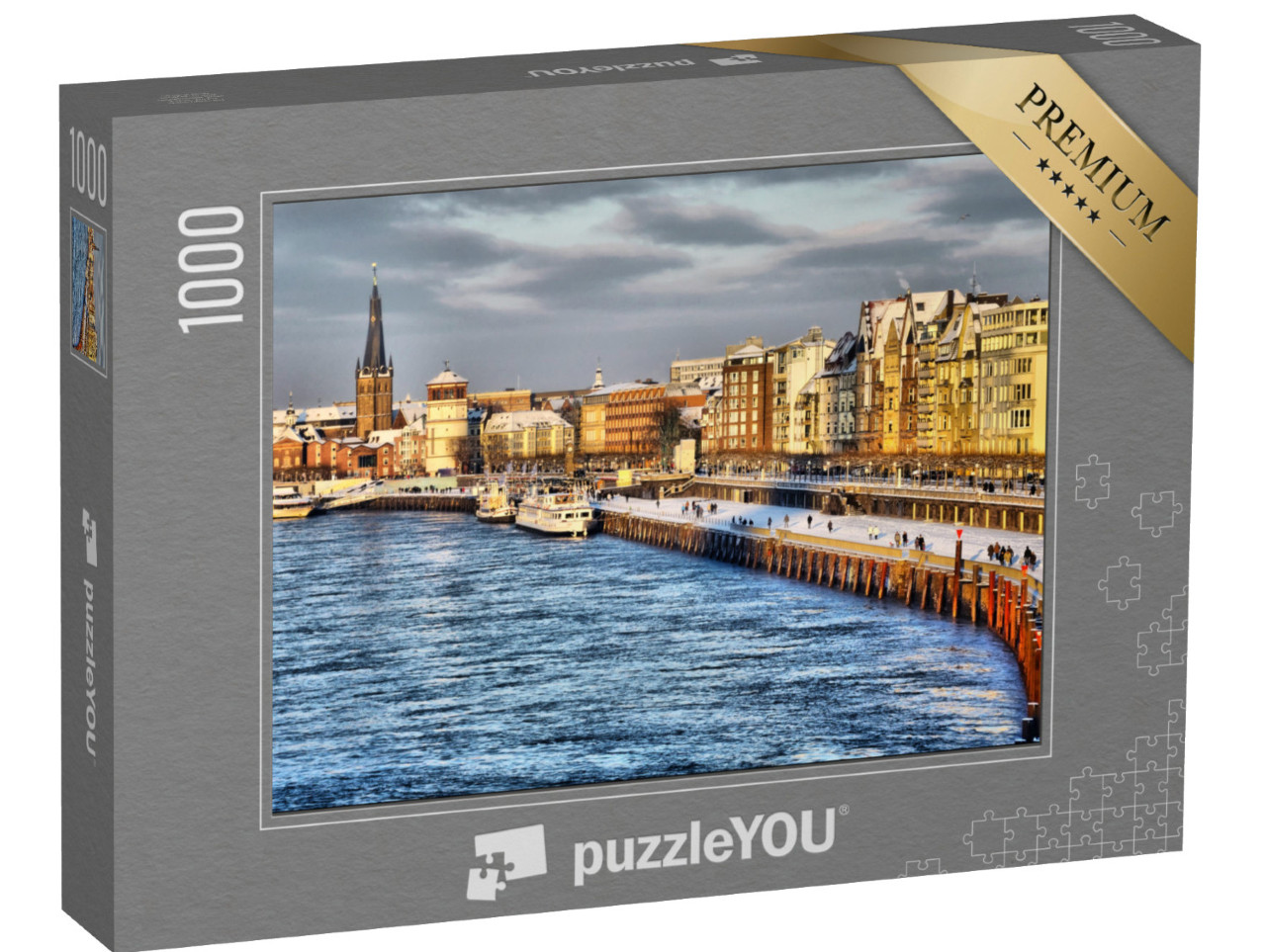 puzzle 1000 dílků „Zimní Rheinterrassen v Düsseldorfu, Severní Porýní-Vestfálsko, Německo“