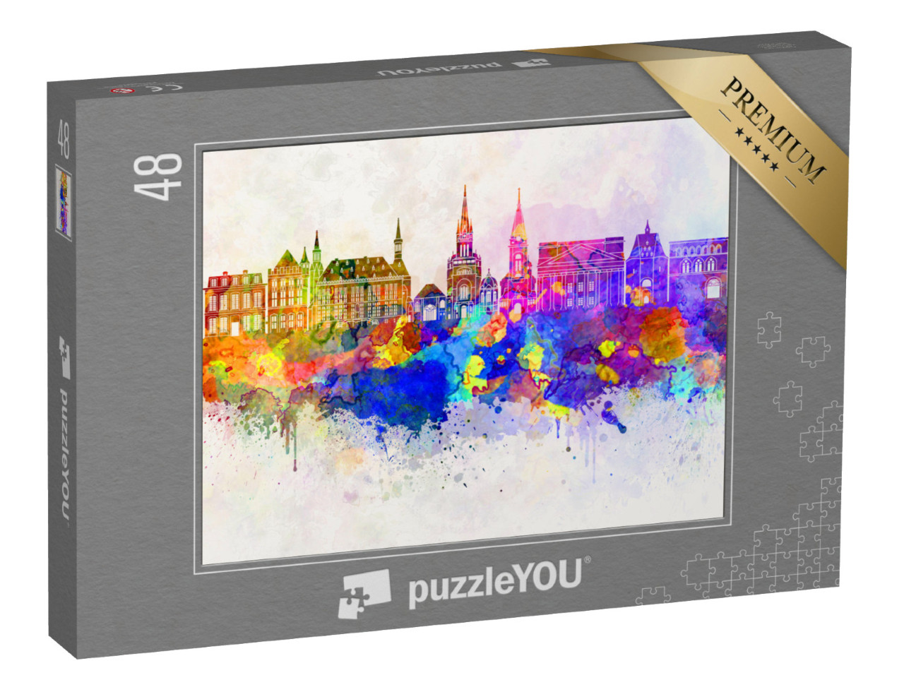 puzzle 48 dílků „Akvarel panoramatu Cách“