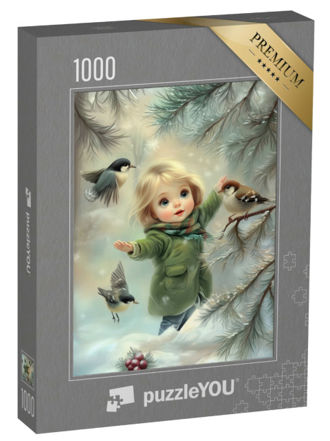 puzzle 1000 dílků „Holčička v zimním lese“
