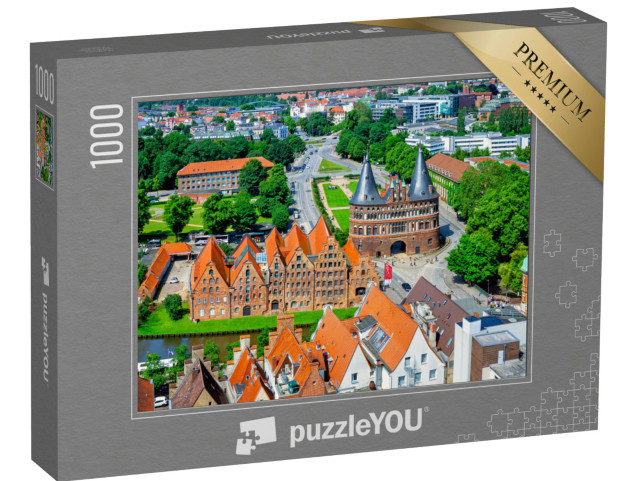 puzzle 1000 dílků „Lübecká brána Holsten v létě, Šlesvicko-Holštýnsko“