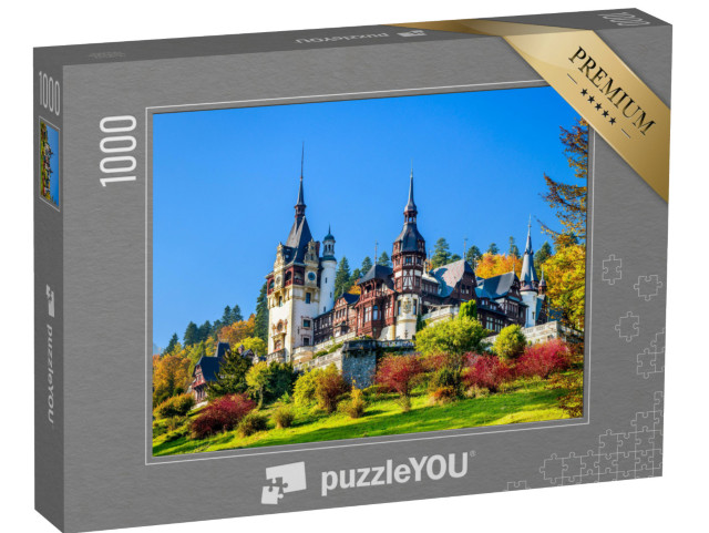 puzzle 1000 dílků „Královský hrad Peles s okrasnou zahradou, Karpaty, Rumunsko“