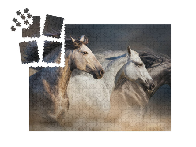 SMART SORTED® | Puzzle 1000 dílků „Koně cválající pouštním prachem“