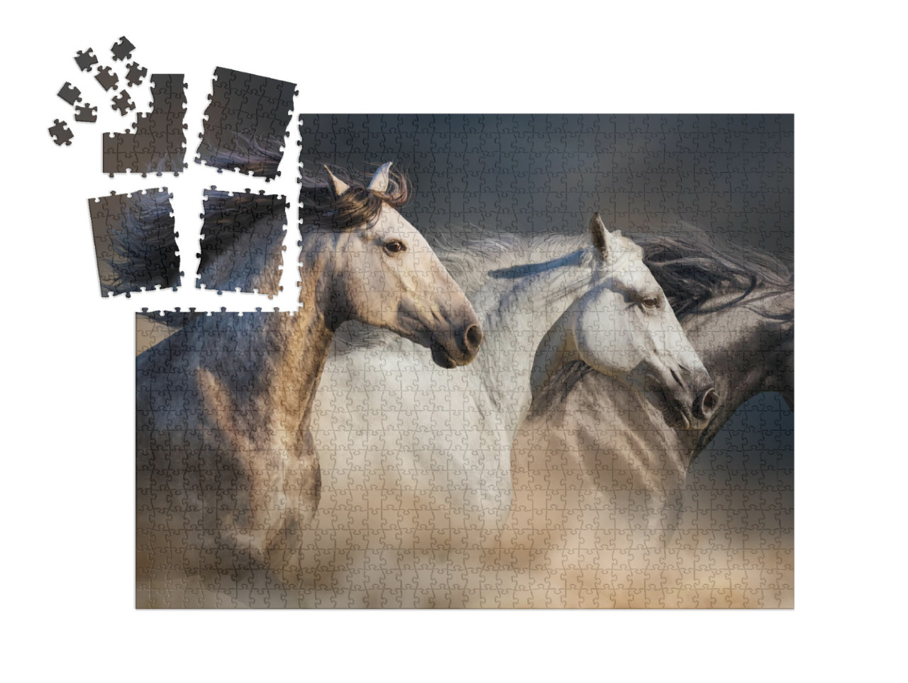 SMART SORTED® | Puzzle 1000 dílků „Koně cválající pouštním prachem“