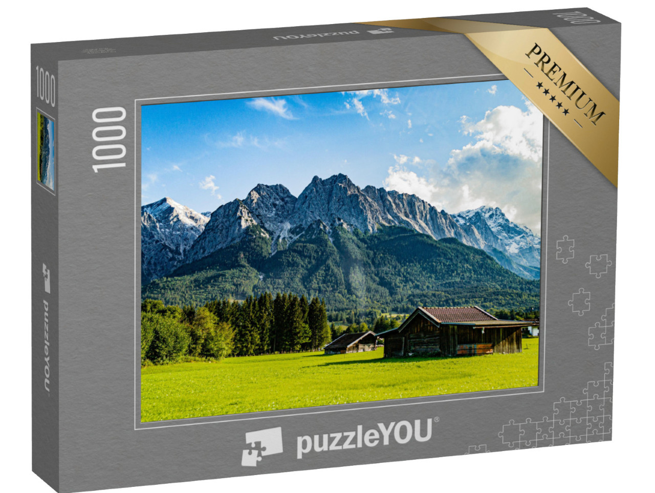 puzzle 1000 dílků „Zugspitze při pohledu z Grainau/Garmisch-Partenkirchenu“