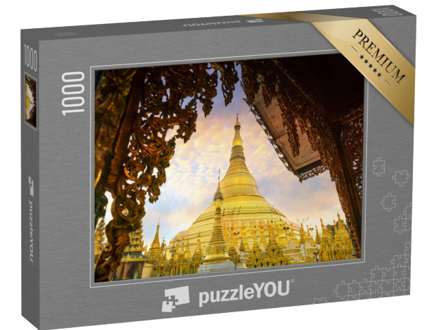 puzzle 1000 dílků „Pagoda Shwedagon zaplavená zlatým světlem v Rangúnu, Myanmar“