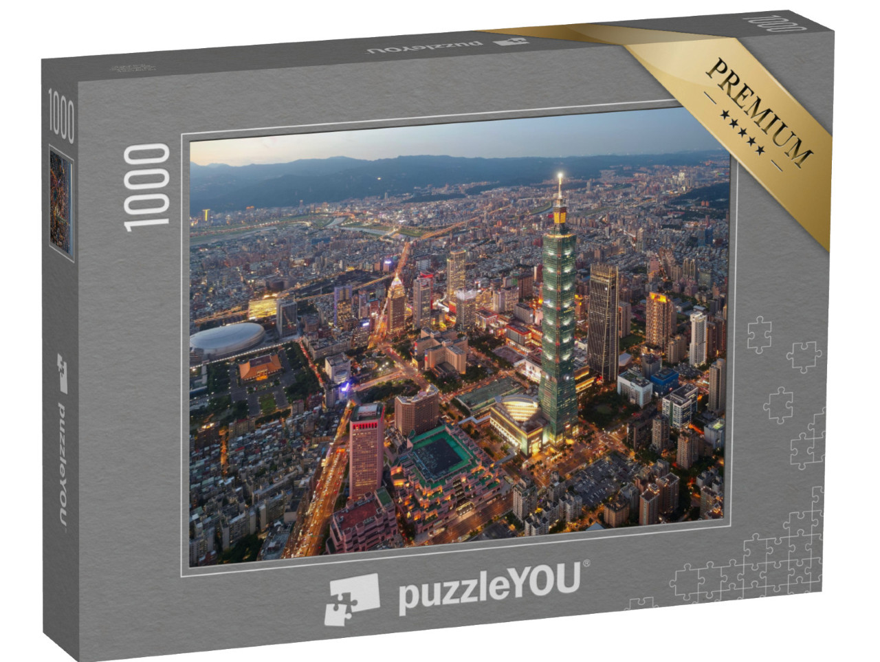 puzzle 1000 dílků „Panorama centra města Tchaj-pej, Tchaj-wan“