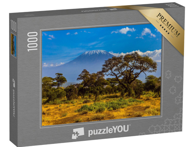 puzzle 1000 dílků „Zasněžený vrchol Kilimandžára v africké savaně“