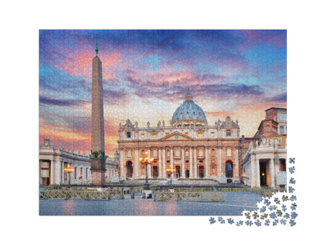 puzzle 2000 dílků „Východ slunce nad bazilikou svatého Petra, Vatikán, Řím“