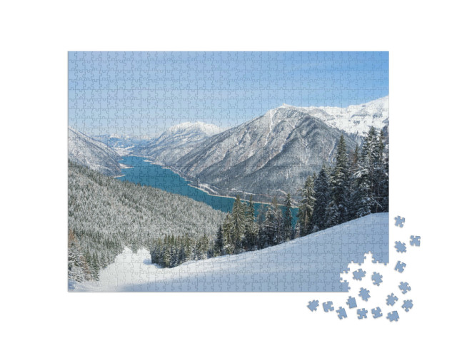 puzzle 1000 dílků „Úchvatná sjezdovka u jezera Achensee, Tyrolsko, Rakousko“