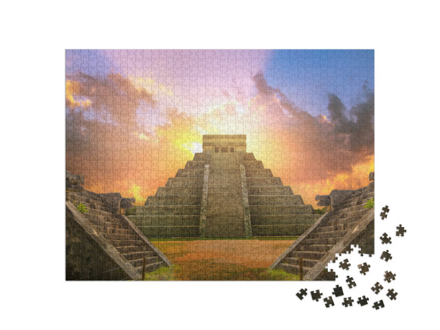 puzzle 1000 dílků „Mayská pyramida El Castillo of Kukulcan při západu slunce“