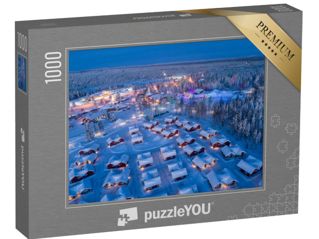 puzzle 1000 dílků „Zasněžená vesnice Otce Vánoc v Rovaniemi, Finsko“