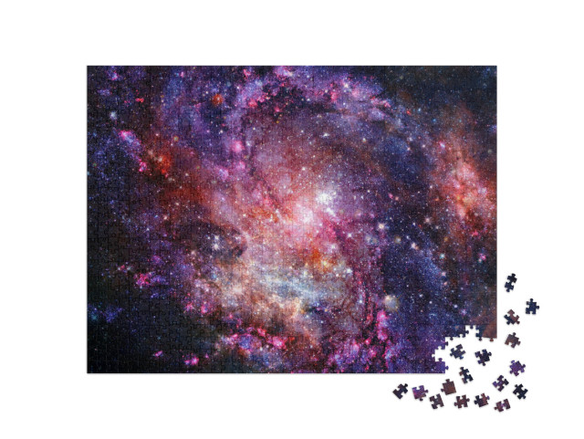 puzzle 1000 dílků „Kosmické pozadí galaxie s mlhovinami, hvězdným prachem a zářícími hvězdami“