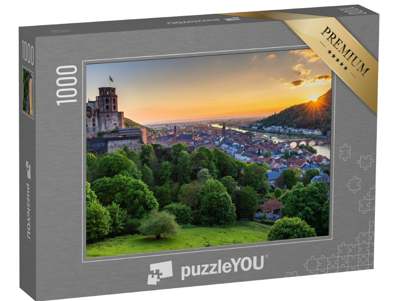 puzzle 1000 dílků „Město Heidelberg se Starým mostem a hradem Heidelberg“