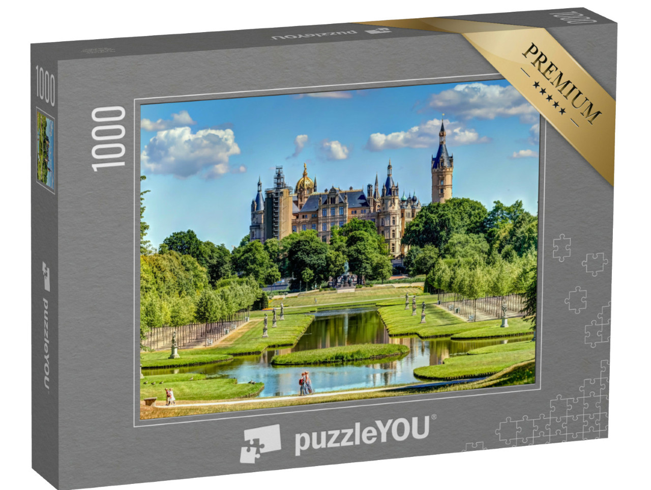 puzzle 1000 dílků „Modrá obloha nad zámkem Schwerin v Německu“