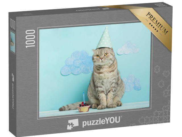 puzzle 1000 dílků „Narozeninové pozdravy od kočky...“