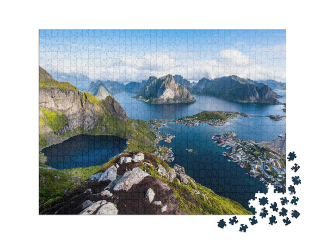 puzzle 1000 dílků XXL „Pohled na úchvatné hory na Lofotách, Norsko“