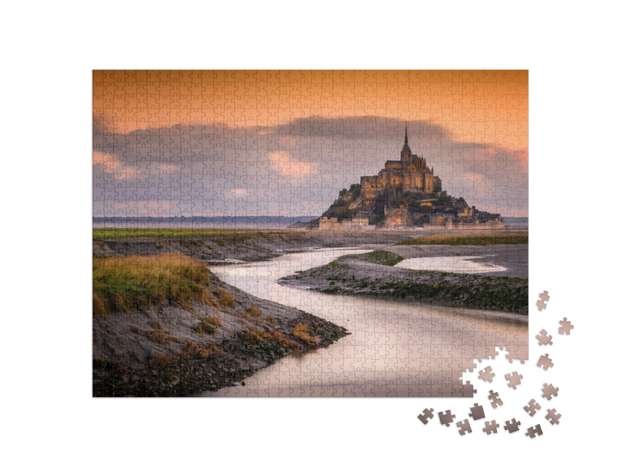 puzzle 1000 dílků „Východ slunce na Mont-Saint-Michel v Normandii“