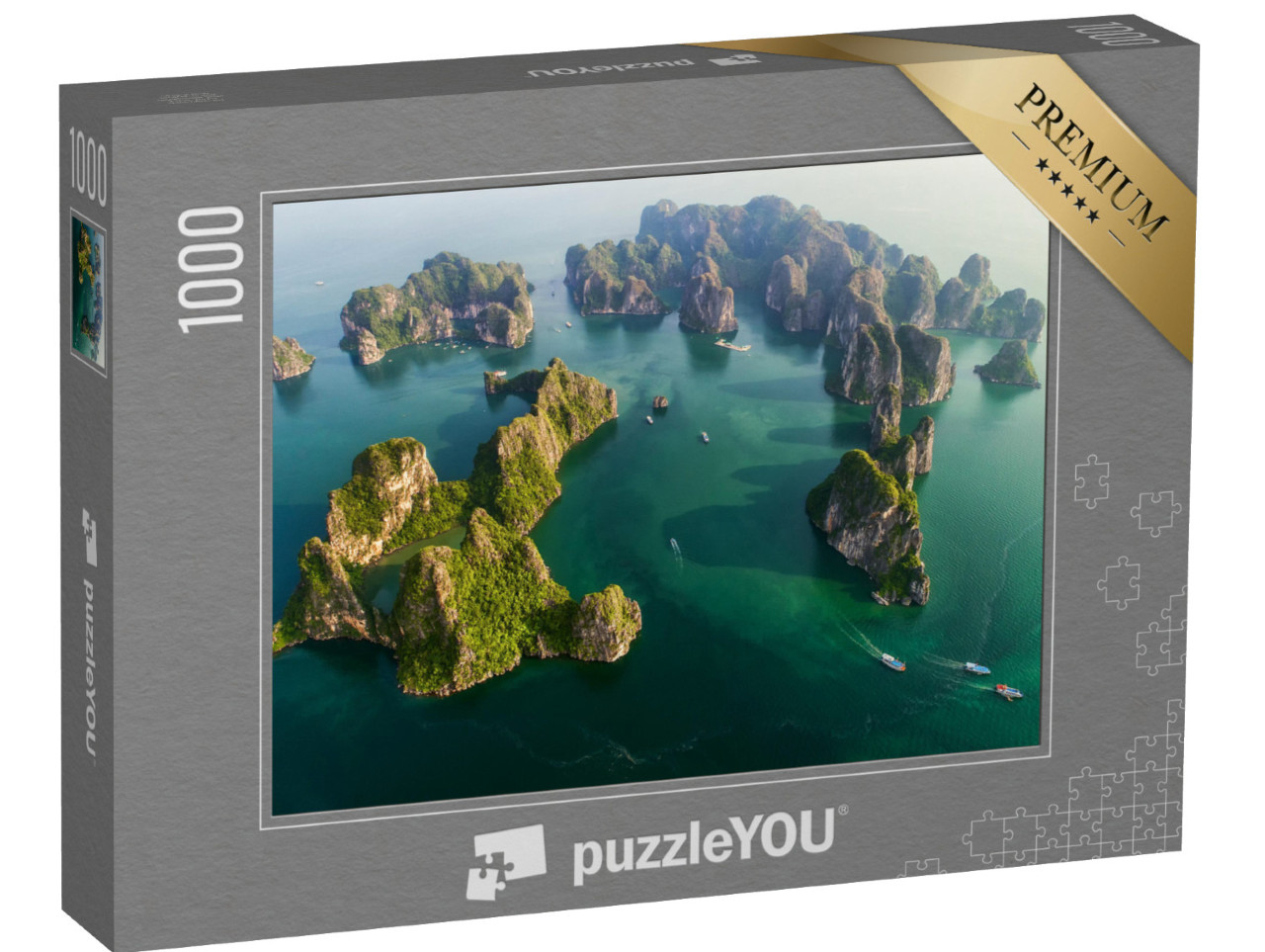 puzzle 1000 dílků „Krásná zátoka Halong, Vietnam, jihovýchodní Asie. Lokalita zapsaná na seznamu světového dědictví UNESCO“