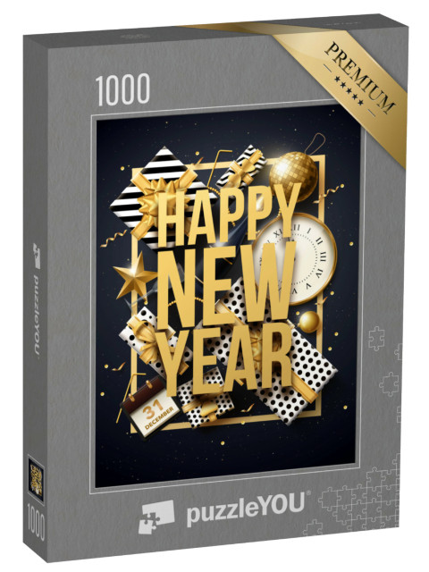 puzzle 1000 dílků „vektorové ilustrace šťastný nový rok 2018 zlaté an“
