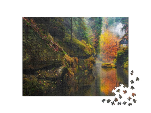 puzzle 1000 dílků „Rokle Kamnitz, Národní park Saské Švýcarsko“