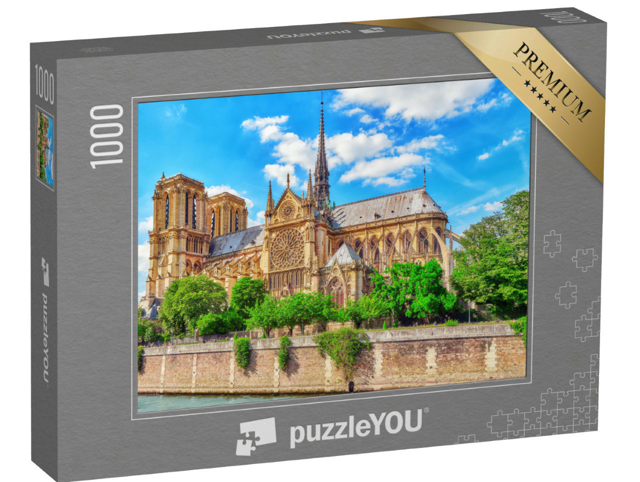 puzzle 1000 dílků „Katedrála Notre Dame od Seiny, Paříž, Francie“