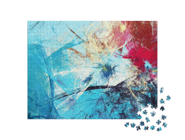 puzzle 1000 dílků „Zimní ráno - abstraktní malba“