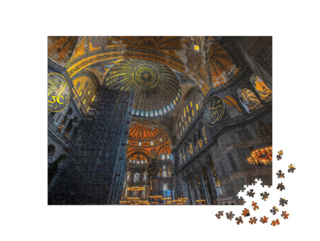 puzzle 1000 dílků „Úchvatný pohled na interiér Hagia Sofia. Istanbul, Turecko“