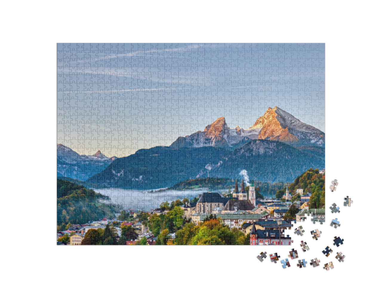 puzzle 1000 dílků „Berchtesgaden a Watzmann v Bavorských Alpách“