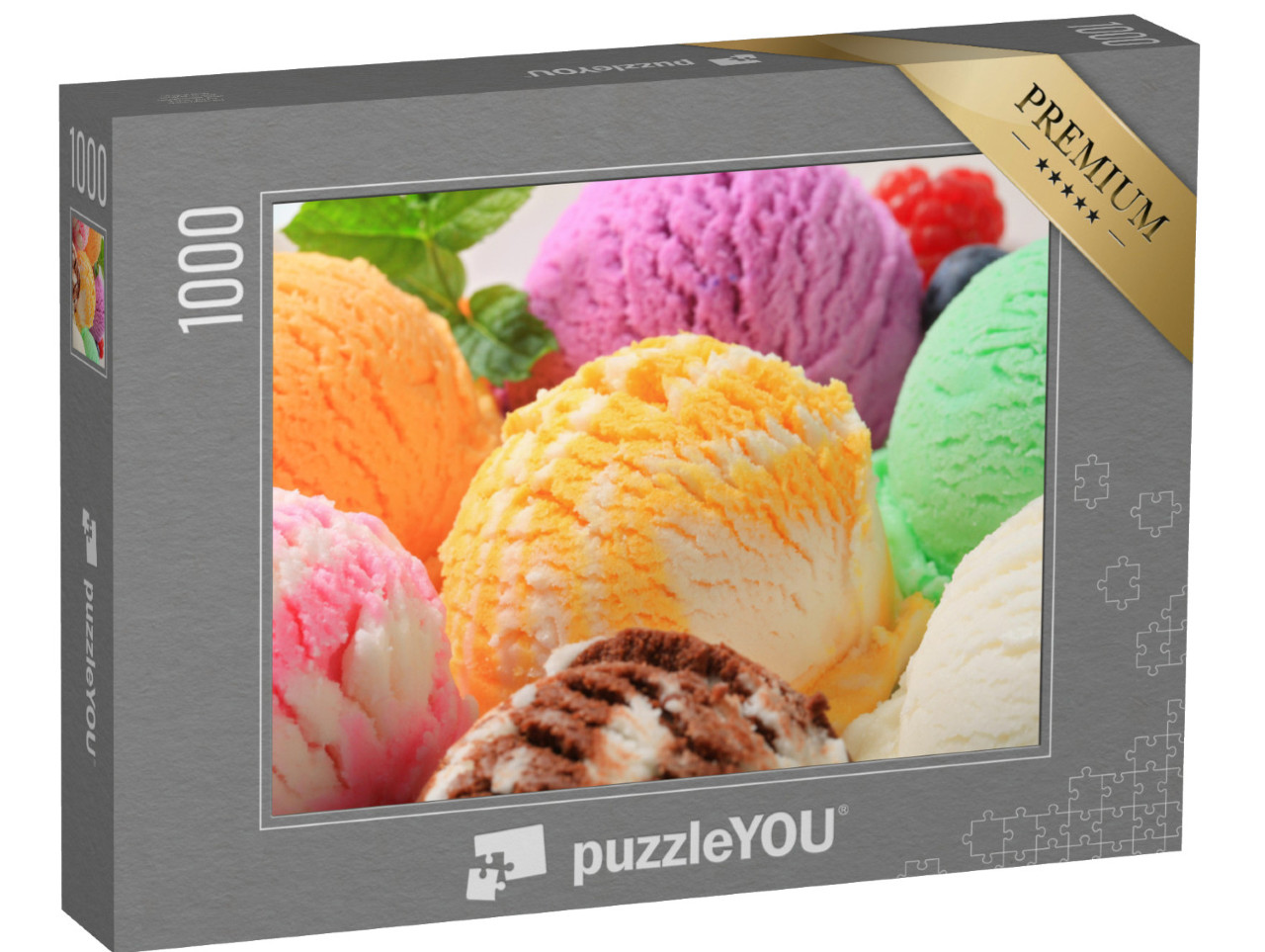 puzzle 1000 dílků „Barevné kopečky zmrzliny připravené k vychutnání“