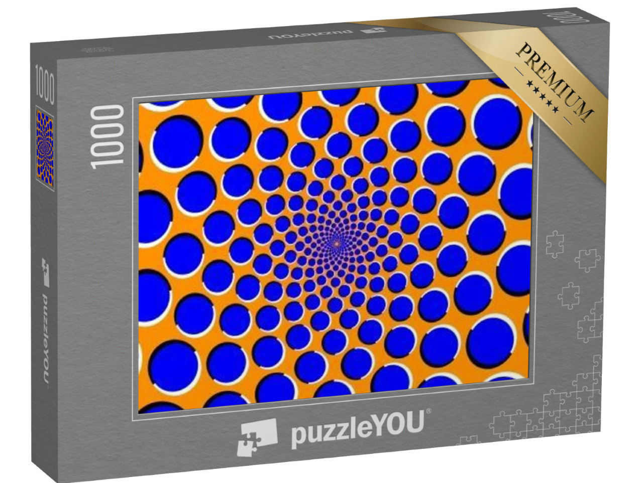 puzzle 1000 dílků „Rotující optický klam: Modré kruhy“
