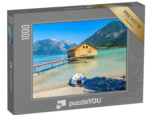puzzle 1000 dílků „Loděnice na břehu jezera Achensee, Rakousko“