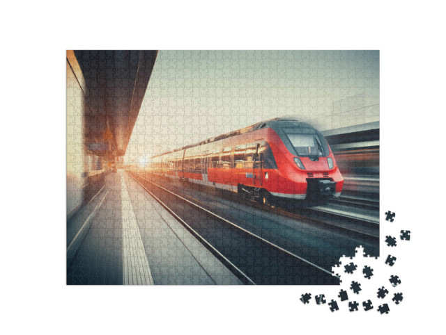 puzzle 1000 dílků „Vlak projíždějící stanicí“