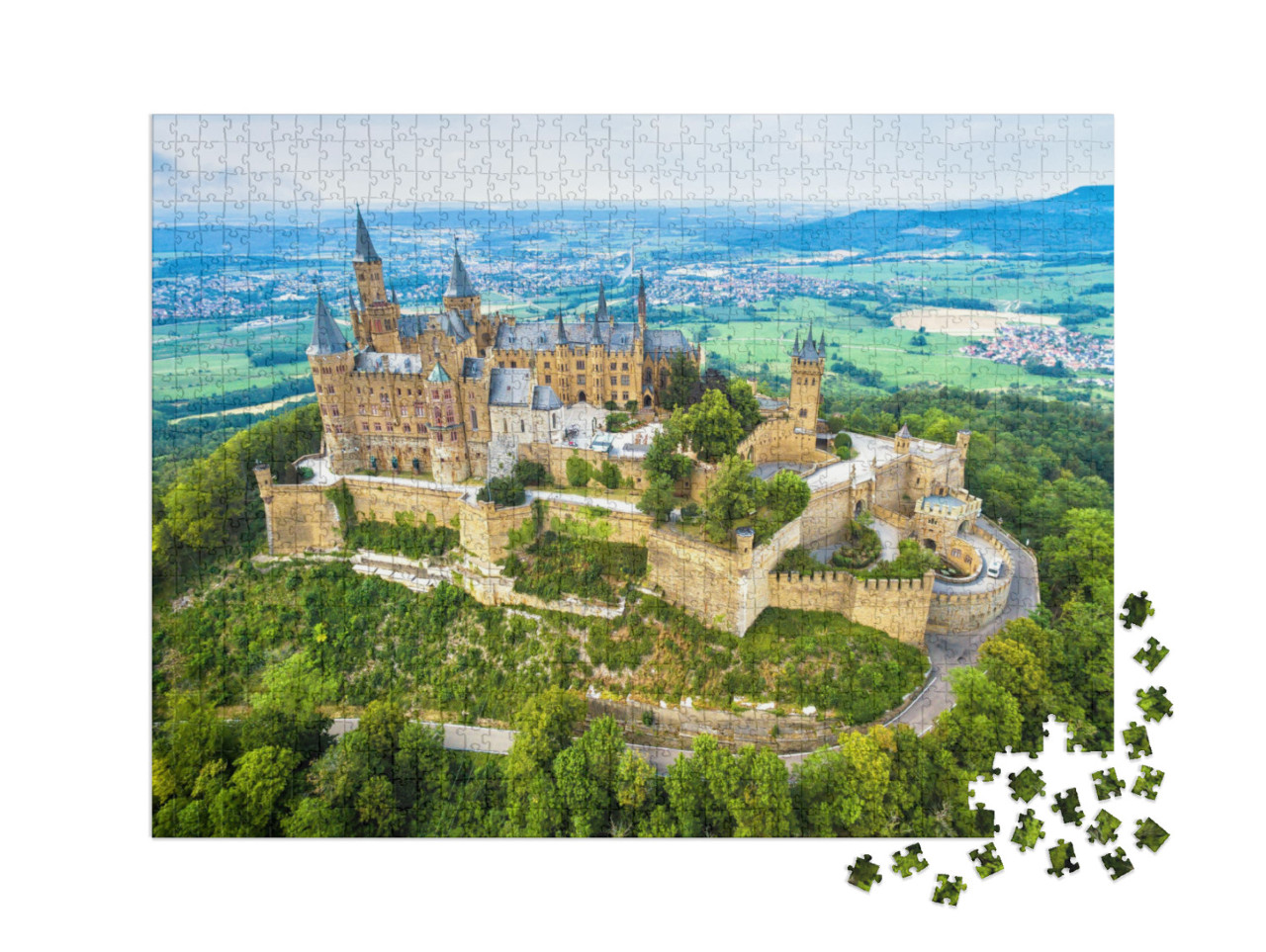 puzzle 1000 dílků XXL „Zámek Hohenzollern na hoře, Německo“
