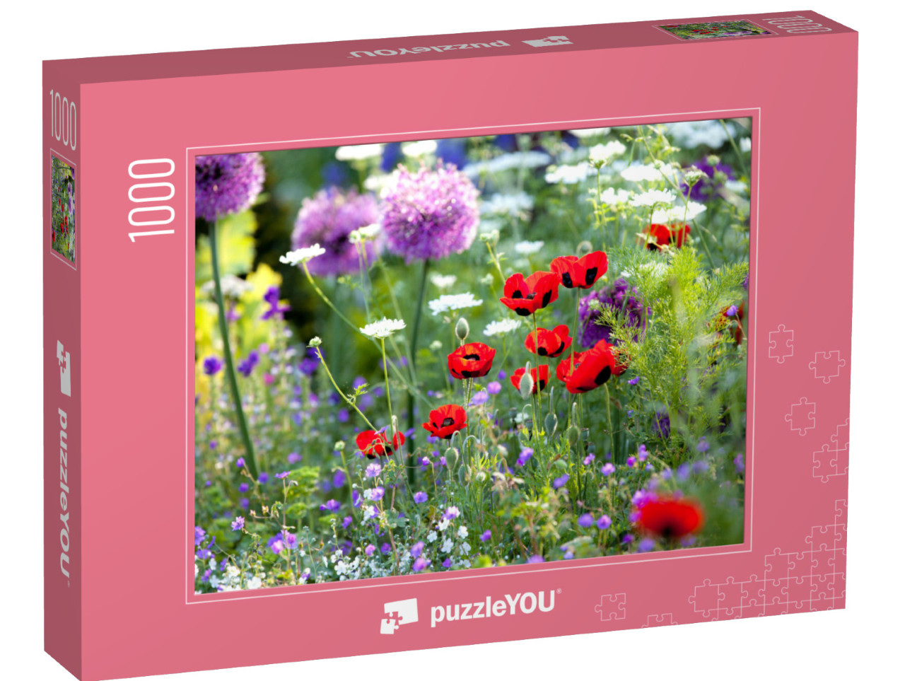 puzzle 1000 dílků „Sluncem zalitá zahrada s divokými květinami“