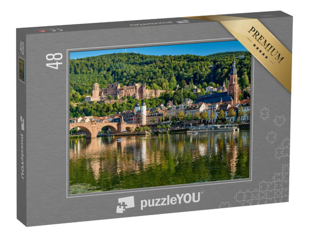 puzzle 48 dílků „Staré město Heidelberg na řece Neckar, Německo“
