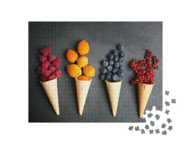 puzzle 1000 dílků „Čerstvé ovoce ve vaflích“