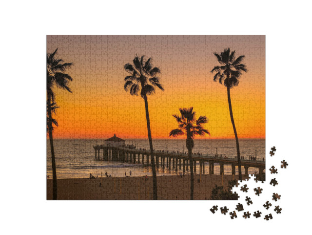 puzzle 1000 dílků „Manhattan Beach při západu slunce, Los Angeles, USA“