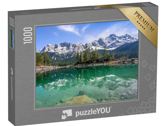 puzzle 1000 dílků „Zugspitze se odráží v Eibsse, Garmisch-Partenkirchen, Bavorsko, Německo“