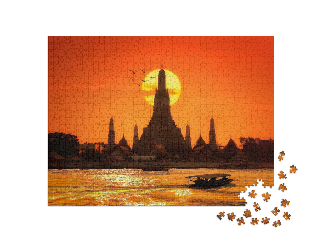 puzzle 1000 dílků „Wat Arun při západu slunce v Bangkoku, Thajsko“